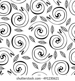 Set of hand drawn arrows. Monochrome vector seamless pattern.