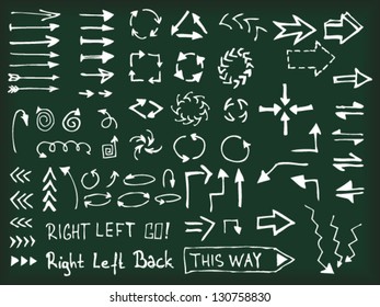 Set of hand drawn arrows on blackboard