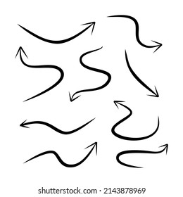 set of hand drawn arrows on white background. for business , web infographic, banner, and concept design. Vector doodle design elements.