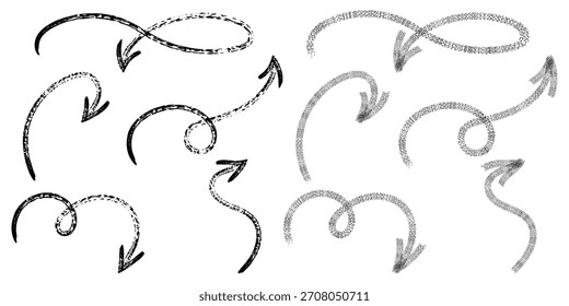 Set of Hand Drawn Arrows Pointing Direction with Doodle Style and Different Designs