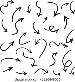 Set of hand drawn arrows, rough waypoints on a white background EPS Vector