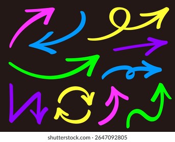 Satz handgezeichneter Pfeile. Einfache Pfeilsymbole. Vektorsymbole. Verschiedene Arten von Cursors.