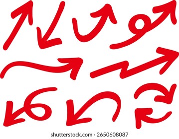 Set of hand drawn arrows. Simple line arrow symbols. Vector icons. Different types of cursors.