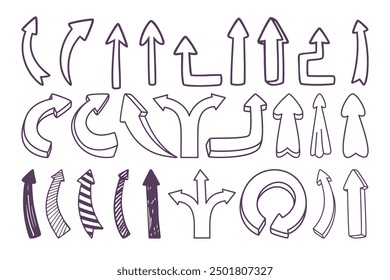 Set of hand drawn arrows. Sketch arrow design for education and business plan authors work