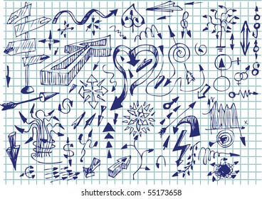 set of hand drawn arrows symbols