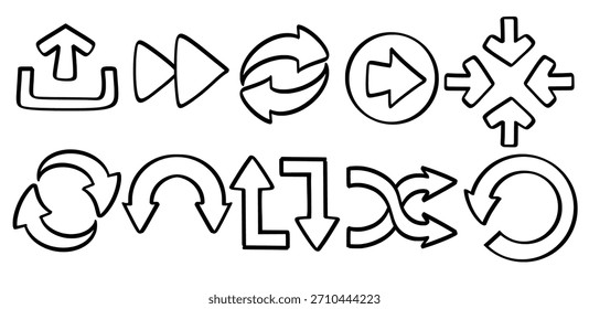 Conjunto de flechas dibujadas a mano tema Vector aislado