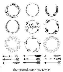 Set of hand drawn arrows Tribal designs 