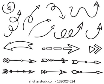 set of hand drawn arrows .Vector doodle design elements. Illustration on white background.for business infographic, banner, web and concept design.