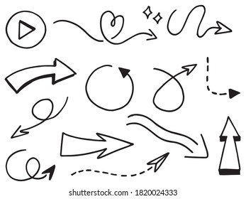 set of hand drawn arrows .Vector doodle design elements. Illustration on white background.for business infographic, banner, web and concept design.