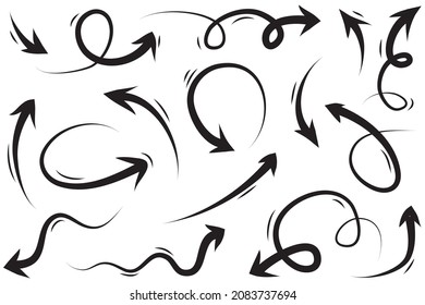 set of hand drawn arrows .Vector doodle design elements. Illustration on white background.for business infographic, banner, web and concept design.