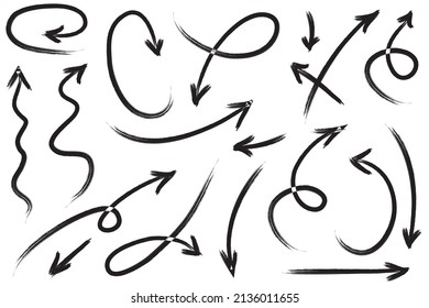 set of hand drawn arrows .Vector doodle design elements. Illustration on white background.for business infographic, banner, web and concept design.