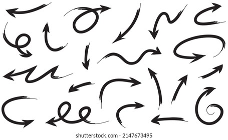 set of hand drawn arrows .Vector doodle design elements. Illustration on white background.for business infographic, banner, web and concept design.
