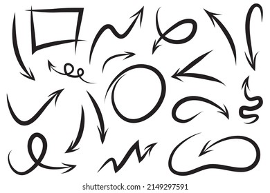 set of hand drawn arrows .Vector doodle design elements. Illustration on white background.for business infographic, banner, web and concept design.