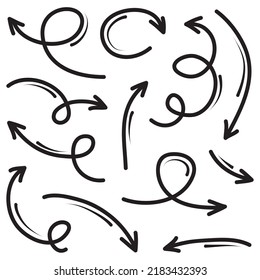 set of hand drawn arrows .Vector doodle design elements. Illustration on white background.for business infographic, banner, web and concept design.
