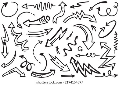 set of hand drawn arrows .Vector doodle design elements. Illustration on white background.for business infographic, banner, web and concept design.