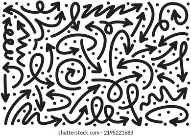 set of hand drawn arrows .Vector doodle design elements. Illustration on white background.for business infographic, banner, web and concept design.