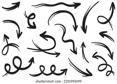 set of hand drawn arrows .Vector doodle design elements. Illustration on white background.for business infographic, banner, web and concept design.