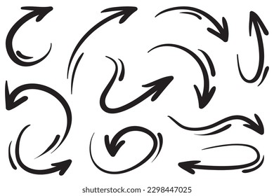 set of hand drawn arrows .Vector doodle design elements. Illustration on white background.for business infographic, banner, web and concept design.