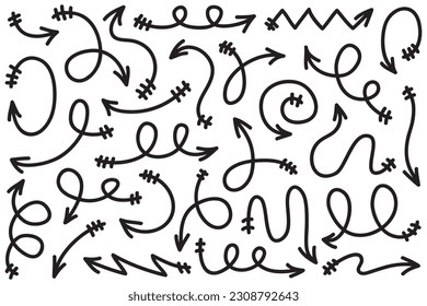Satz von handgezeichneten Pfeilen .Vektor-Doodle-Design-Elemente. Illustration auf weißem Hintergrund.für Business-Infografik, Banner, Web und Concept-Design.