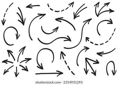 set of hand drawn arrows .Vector doodle design elements. Illustration on white background.for business infographic, banner, web and concept design.