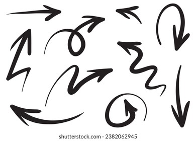 set of hand drawn arrows .Vector doodle design elements. Illustration on white background.for business infographic, banner, web and concept design.