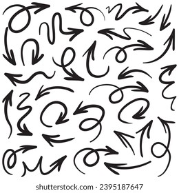 set of hand drawn arrows .Vector doodle design elements. Illustration on white background.for business infographic, banner, web and concept design.
