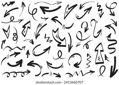 set of hand drawn arrows .Vector doodle design elements. Illustration on white background.for business infographic, banner, web and concept design.
