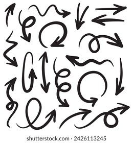 set of hand drawn arrows .Vector doodle design elements. Illustration on white background.for business infographic, banner, web and concept design.