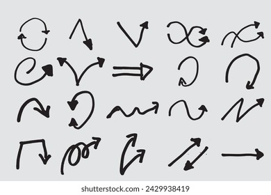 set of hand drawn arrows in vector