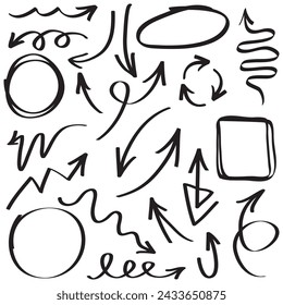 set of hand drawn arrows .Vector doodle design elements. Illustration on white background.for business infographic, banner, web and concept design.