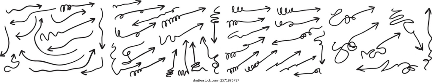 set of hand drawn arrows. vector arrows