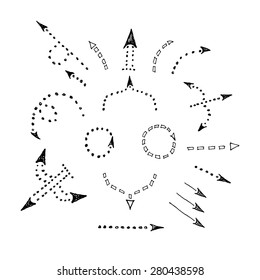 set of hand drawn arrows. vector 