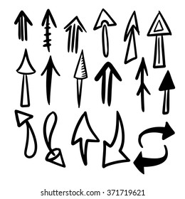 set of hand drawn arrows. vector illustration