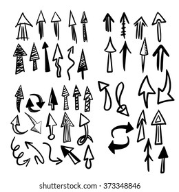 set of hand drawn arrows. vector illustration