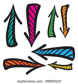 Set of hand drawn arrows vector icons 
