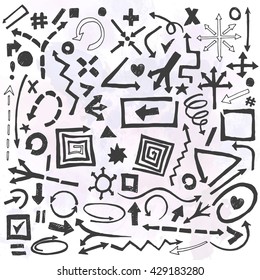 Set of hand drawn arrows. Vector eps10 illustration.