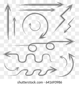 Set of hand drawn arrows for your design. Can be used with different overlay modes. Contain elements with different percentages of transparency. Vector set