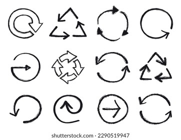 Set of hand drawn arrows.Doodle arrows collection.