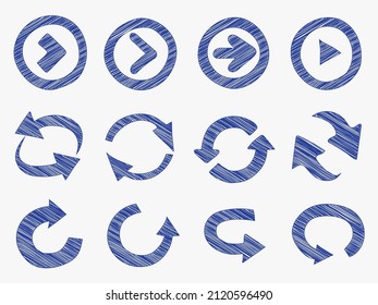 Satz handgezeichneter Pfeile.Sketchy Pfeil-Symbole.