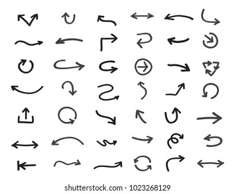 Set of hand drawn arrows.Vector arrows collection.