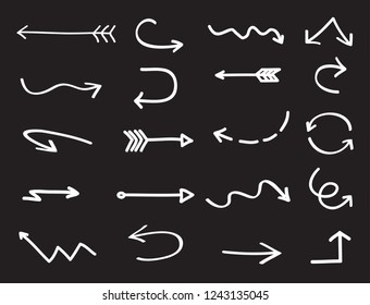 Set of hand drawn arrows.Vector black arrows.