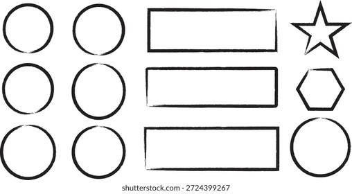 Set of Hand Drawn Artistic Ink Brush Strokes for Creative Design Elements