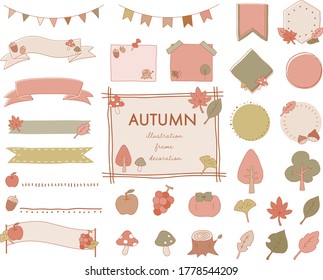 Set of hand drawn autumn frames