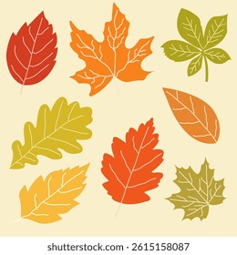 Set of hand drawn autumn leaves.