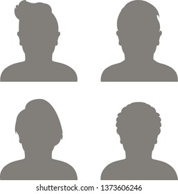 Set of hand drawn Avatar profile icon (or portrait icon), including male and female . User flat avatar icon, sign, profile people symbol