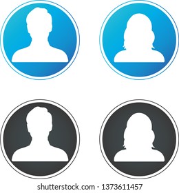 Set of hand drawn Avatar profile icon, (or portrait icon) , including male and female.User flat avatar icon, sign, profile people symbol