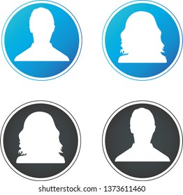 Set of hand drawn Avatar profile icon, (or portrait icon) , including male and female.User flat avatar icon, sign, profile people symbol