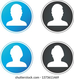 Set of hand drawn Avatar profile icon, (or portrait icon) , including male and female.User flat avatar icon, sign, profile people symbol