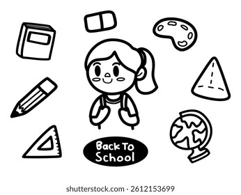 Set of hand drawn back to school