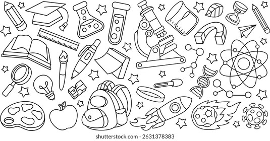 Set of hand drawn back to school element vector illustration